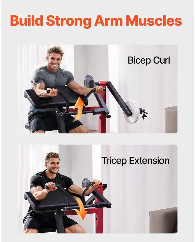 Alt view image 10 of 14 - 2 in 1 Preacher Curl Bench Bicep Curls and Triceps Extension Machine Home Gym