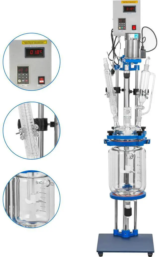 Main image of Jacketed Reactor 5L Laboratory Glass Reactor, Jacketed Glass Reactor, Chemical Reaction Vessel, Lab Jacketed Reactor, Reaction Vessel Chemistry, With Digital Display, For Reaction Distillation