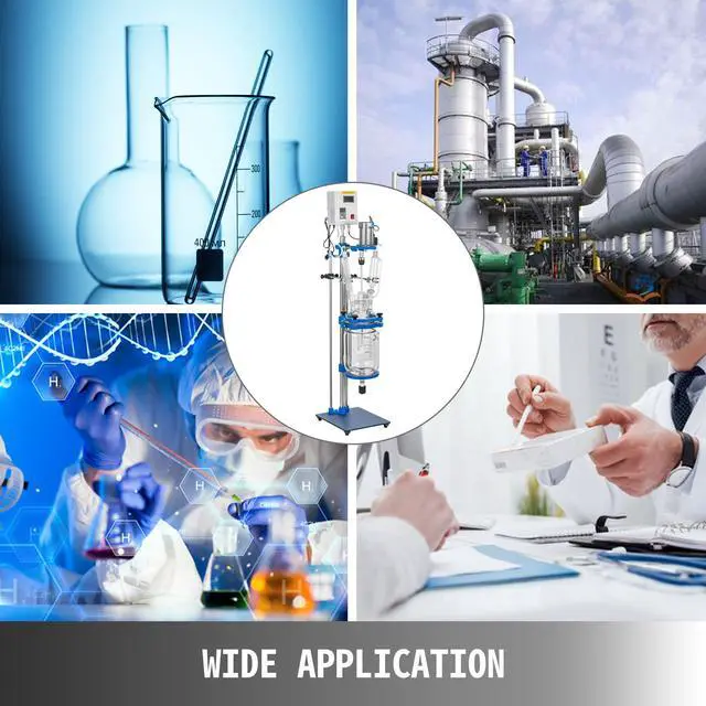 Alt view image 7 of 7 - Jacketed Reactor 5L Laboratory Glass Reactor, Jacketed Glass Reactor, Chemical Reaction Vessel, Lab Jacketed Reactor, Reaction Vessel Chemistry, With Digital Display, For Reaction Distillation