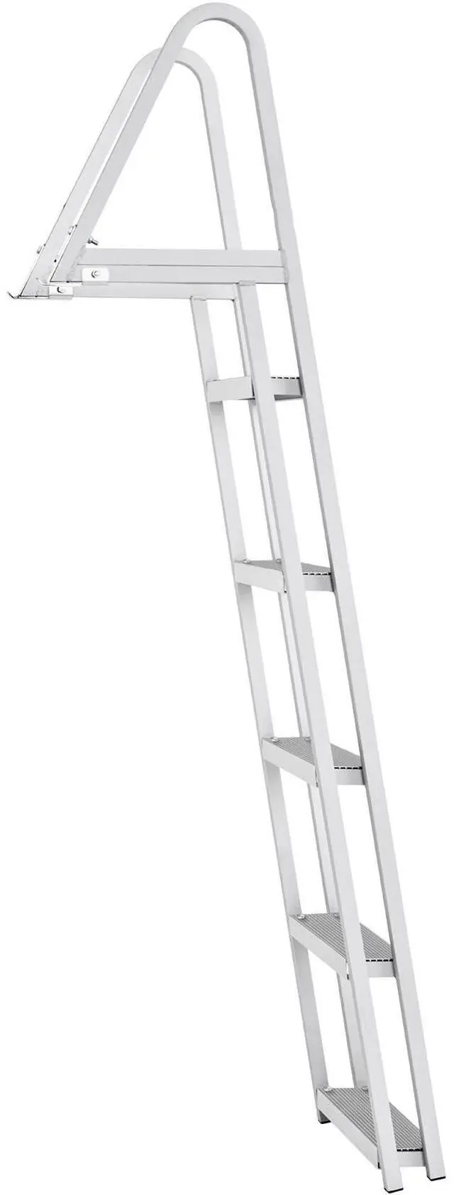 Alt view image 9 of 15 - VEVOR Dock Ladder, Removable 5 Steps, 350 lbs Load Capacity, Aluminum Alloy Pontoon Boat Ladder with 4'' Wide Step & Nonslip Rubber Mat, Easy to Install for Ship/Lake/Pool/Marine Boarding
