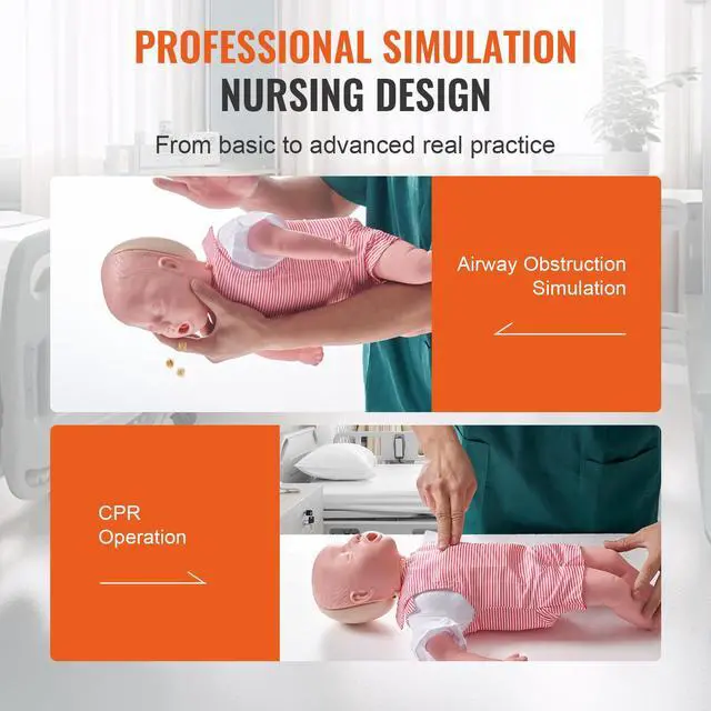 Alt view image 4 of 8 - VEVOR Infant CPR Training Manikin, Heimlich Maneuver and Cardiopulmonary Resuscitation (CPR) Practice, Professional Infant Airway Obstruction Training Manikin, Baby Infarction Model for Education