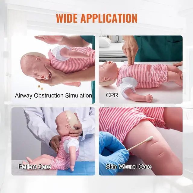 Alt view image 7 of 8 - VEVOR Infant CPR Training Manikin, Heimlich Maneuver and Cardiopulmonary Resuscitation (CPR) Practice, Professional Infant Airway Obstruction Training Manikin, Baby Infarction Model for Education