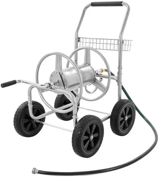 Alt view image 8 of 14 - VEVOR Hose Reel Cart, Hold Up to 250 ft of 5/8 Hose, Garden Water Hose Carts Mobile Tools with 4 Wheels, Heavy Duty Powder-coated Steel Outdoor Planting with Storage Basket, for Garden, Yard, Lawn