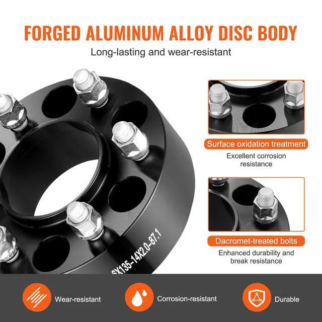 Alt view image 7 of 9 - VEVOR 2" 6"x5.3" Wheel Spacers Wheel Adapters 6 Lug Forged Spacer 4 PCS Black