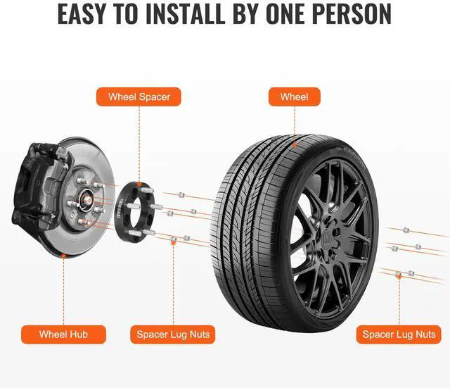 Alt view image 13 of 14 - VEVOR 1" 5"x4.5" Wheel Spacers Wheel Adapters 5 Lug Forged Spacer 4 PCS Black