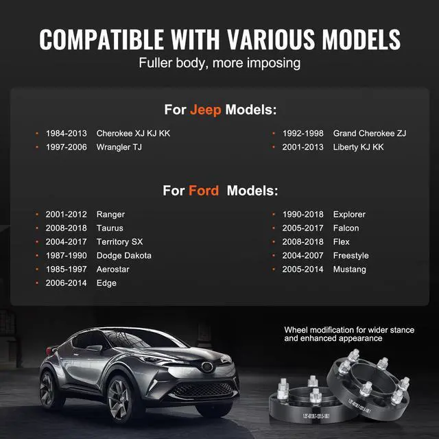 Alt view image 11 of 14 - VEVOR 1" 5"x4.5" Wheel Spacers Wheel Adapters 5 Lug Forged Spacer 4 PCS Black