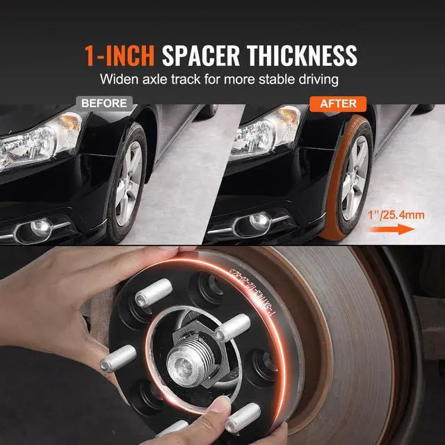 Alt view image 9 of 14 - VEVOR 1" 5"x4.5" Wheel Spacers Wheel Adapters 5 Lug Forged Spacer 4 PCS Black