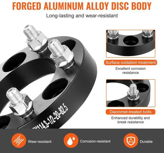 Alt view image 12 of 14 - VEVOR 1" 5"x4.5" Wheel Spacers Wheel Adapters 5 Lug Forged Spacer 4 PCS Black