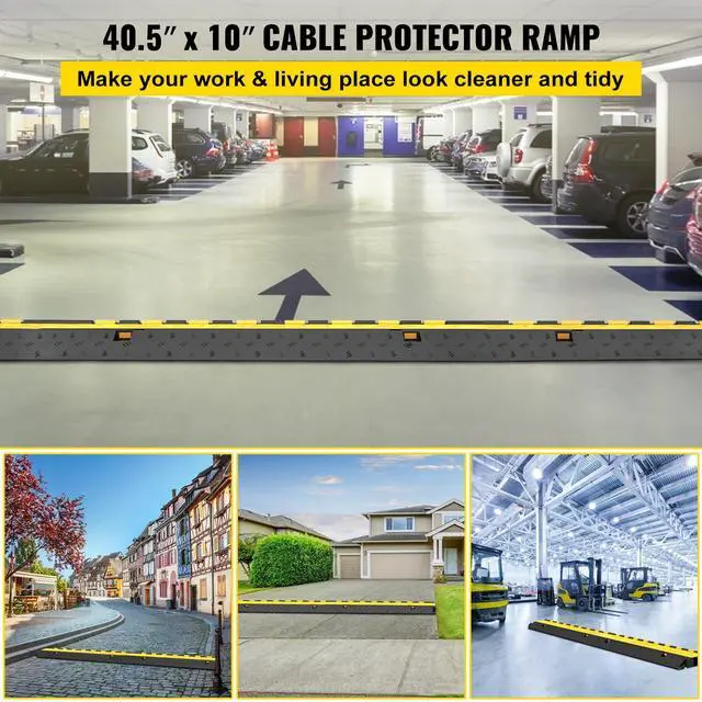 Alt view image 2 of 7 - 5-Set Rubber Cable Guard, Dual-Channel, Durable 66,000 lbs Capacity, Wire & Hose Protection Speed Bump for Driveways (2-Channel, 5 Sets-66,000 lbs)