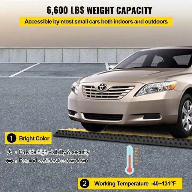 Alt view image 4 of 7 - Rubber Cable Guard, 3-Channel, 2 x 2.3 in - Durable Cord Protection Ramp for Driveways, 6600 lbs Capacity