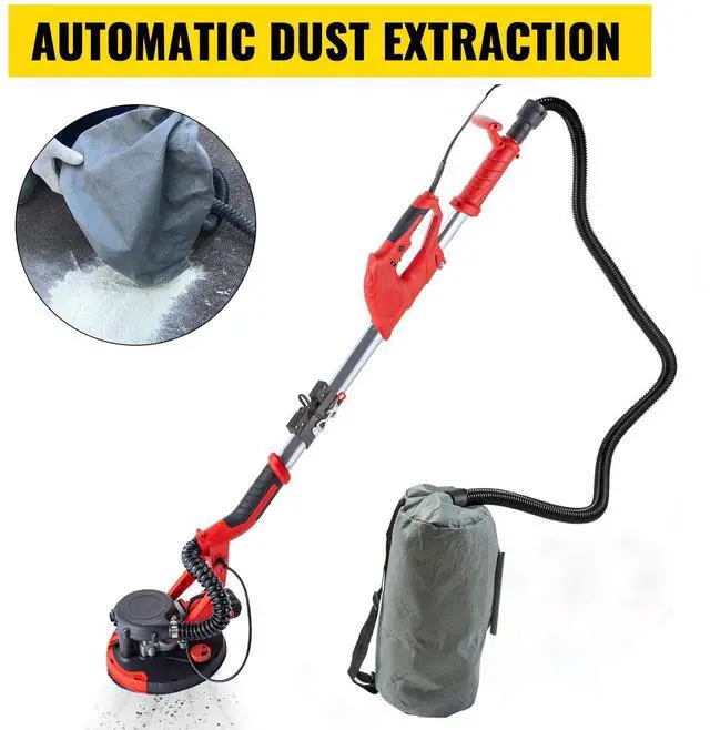 Alt view image 5 of 7 - Drywall Sander 850W Electric, Electric Sander Variable Speed 800-1750RPM, Drywall Sander Foldable Sheetrock Sander, with Telescope Handle, Vacuum Bag Drywall Sanders 6 Sand Pads