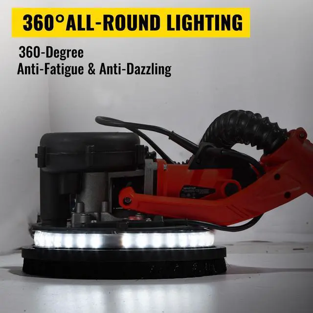 Alt view image 5 of 7 - Drywall Sander 850W, Electric Drywall Sander, Variable Speed 800-1750 RPM, Foldable Sheetrock Sander, with Telescope Handle, Electric Sander, with LED Strip Light and Vacuum Bag, Wall Sander