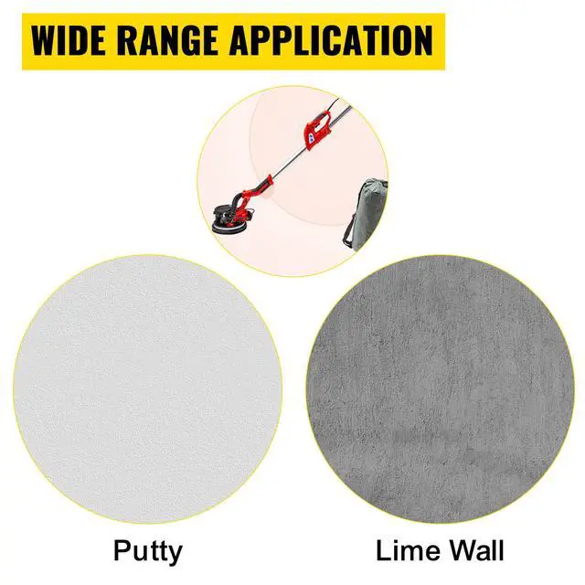 Alt view image 7 of 7 - Drywall Sander 850W, Electric Drywall Sander, Variable Speed 800-1750 RPM, Foldable Sheetrock Sander, with Telescope Handle, Electric Sander, with LED Strip Light and Vacuum Bag, Wall Sander