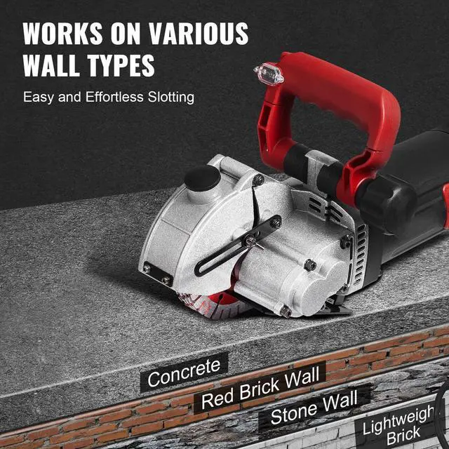 Alt view image 6 of 7 - Wall Chaser, 2500W 38 mm Cutting Width,Wall Groove Cutting Machine 34MM Cutting Depth,Wall Slotting Machine With 5 Saw Blades 4.5" Diameter 6300r/Min,One-time Forming Dustless