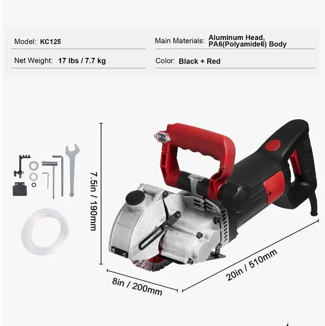 Alt view image 7 of 7 - Wall Chaser, 2500W 38 mm Cutting Width,Wall Groove Cutting Machine 34MM Cutting Depth,Wall Slotting Machine With 5 Saw Blades 4.5" Diameter 6300r/Min,One-time Forming Dustless