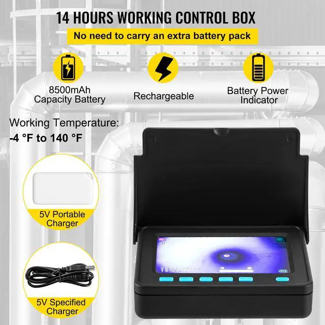 Alt view image 6 of 7 - Sewer Camera, 164FT 4.3" Screen, Pipeline Inspection Camera with DVR Function & Snake Cable, Waterproof IP68 Borescope with LED Lights, Industrial Endoscope for Home Wall Duct Drain Pipe Plumbin