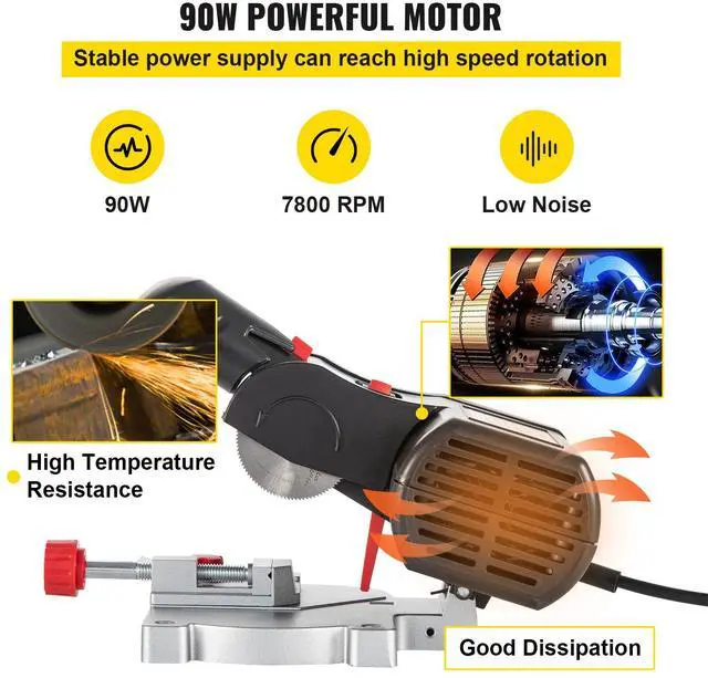 Alt view image 13 of 15 - VEVOR Mini Miter Cut-off Chop Saw, Two 2-5/16" Blade of Steel and Resin with 1/2" Cutting Depth, 0~45 Benchtop Miter Saw for Copper, Aluminum, Wood, Zinc in Hobby Craft