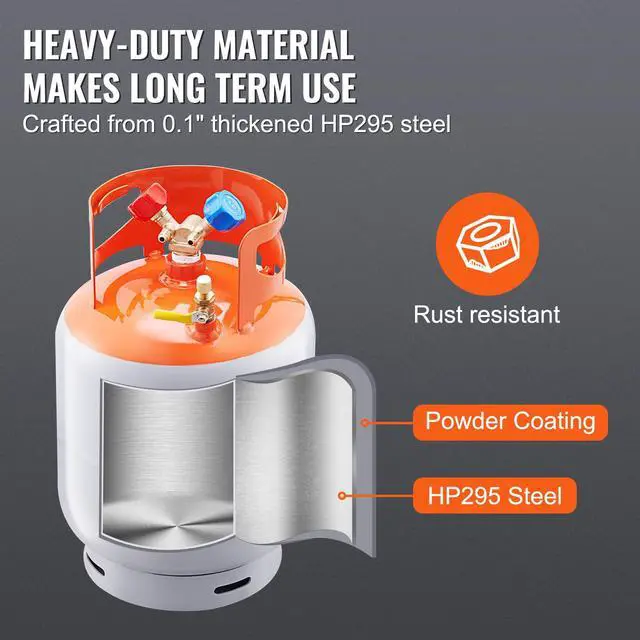 Alt view image 12 of 14 - VEVOR  Refrigerant Recovery Tank, 50 LBS Capacity, 400 psi Portable Cylinder Tank with Y-Valve for Liquid/Vapor, High-sealing Recovery Can for R22/R134A/R410A, Orange+Gray