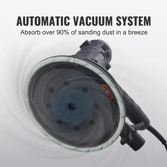 Alt view image 12 of 15 - VEVOR Drywall Sander 800W Brush Motor 1200-2300RPM Variable Speed & Auto Vacuum