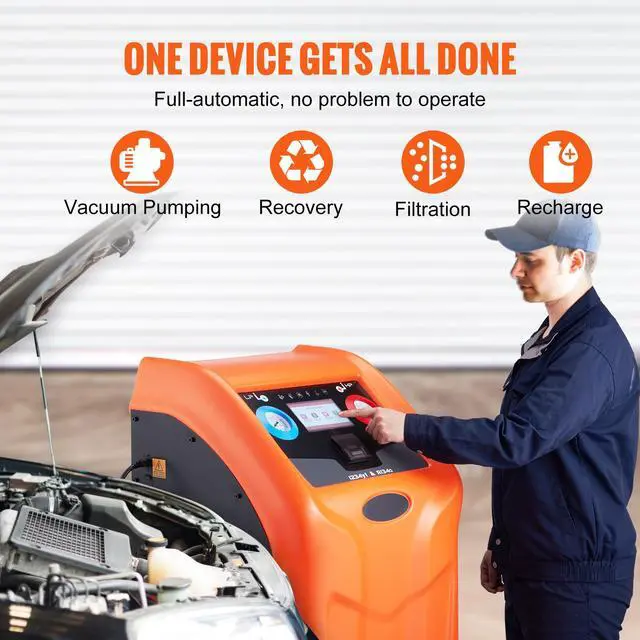 Alt view image 6 of 10 - VEVOR Fully Automatic Refrigerant Recovery Machine - Dual Cylinder AC Recovery Machine Kit Built in Compressor/Electronic Scale/Filter/ Recovery Tank, Recovery Machine HVAC Only for R134A+R1234YF