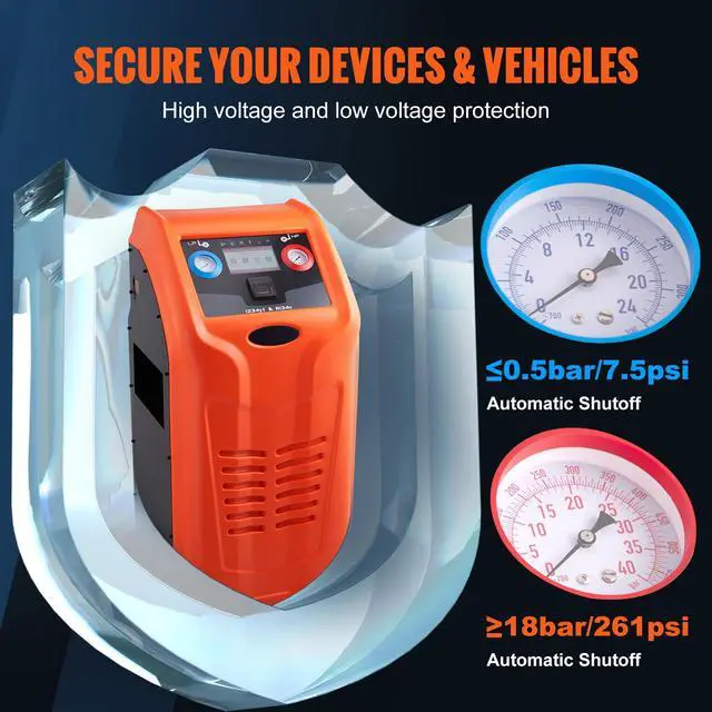 Alt view image 8 of 10 - VEVOR Fully Automatic Refrigerant Recovery Machine - Dual Cylinder AC Recovery Machine Kit Built in Compressor/Electronic Scale/Filter/ Recovery Tank, Recovery Machine HVAC Only for R134A+R1234YF