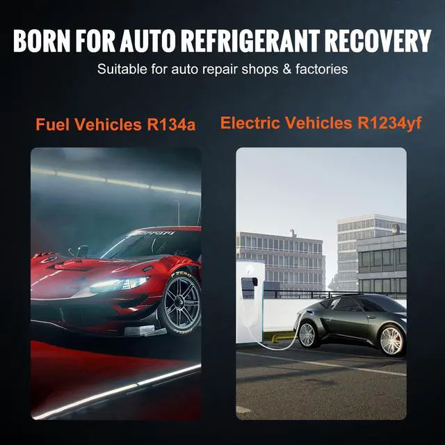 Alt view image 9 of 10 - VEVOR Fully Automatic Refrigerant Recovery Machine - Dual Cylinder AC Recovery Machine Kit Built in Compressor/Electronic Scale/Filter/ Recovery Tank, Recovery Machine HVAC Only for R134A+R1234YF