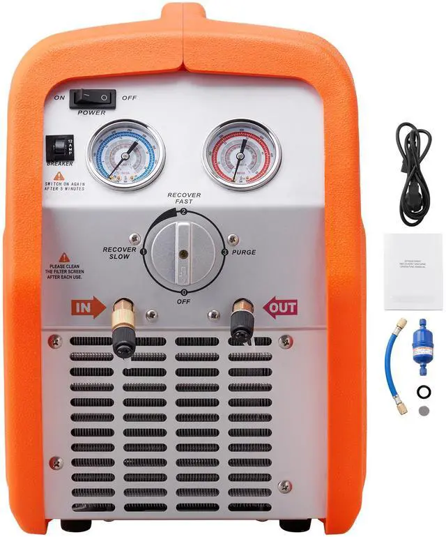 Alt view image 9 of 15 - VEVOR Portable 3/4 HP Refrigerant Recovery Machine - AC Recovery Machine with High Pressure Protection 120V 60Hz Recovery Machine HVAC for Vapor Liquid Refrigerant, Car Air Conditioning