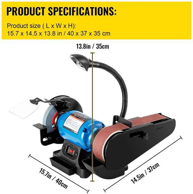 Alt view image 7 of 7 - 2 IN 1 2inch Belt Grinder for Knife Making 6inch 3450rpm per min Belt and Disc Bench Sander 90 Degree Belt Holder with Sturdy Base and LED Working Lamp