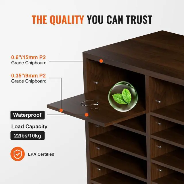 Alt view image 10 of 14 - VEVOR Literature Organizers, 24 Compartments Office Mailbox with Adjustable Shelves, Wood Literature Sorter 29x12x24.4 inches for Office, Home, Classroom, Mailrooms Organization, EPA Certified, Brown