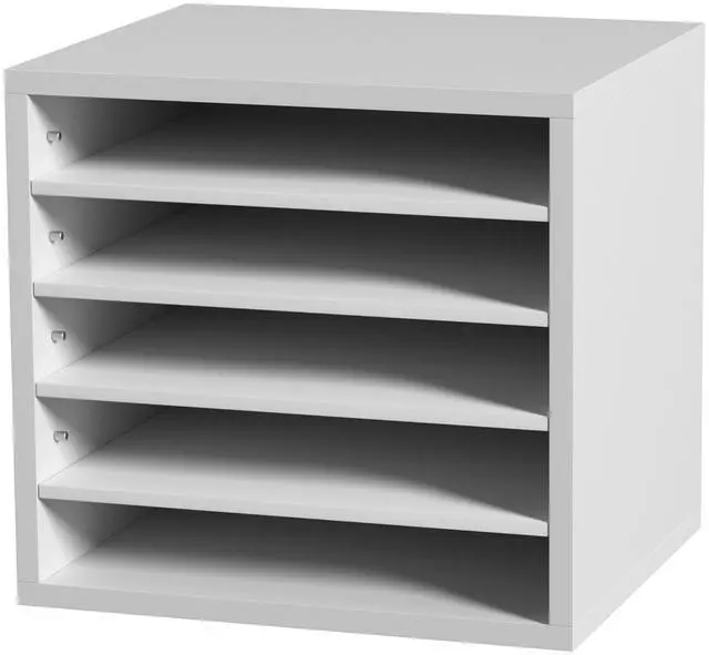 Alt view image 9 of 15 - VEVOR Literature Organizers, 5 Compartments Office Mailbox with Adjustable Shelves, Wood Literature Sorter 13.9x12x13 inches for Office, Home, Classroom, Mailrooms Organization, EPA Certified, White