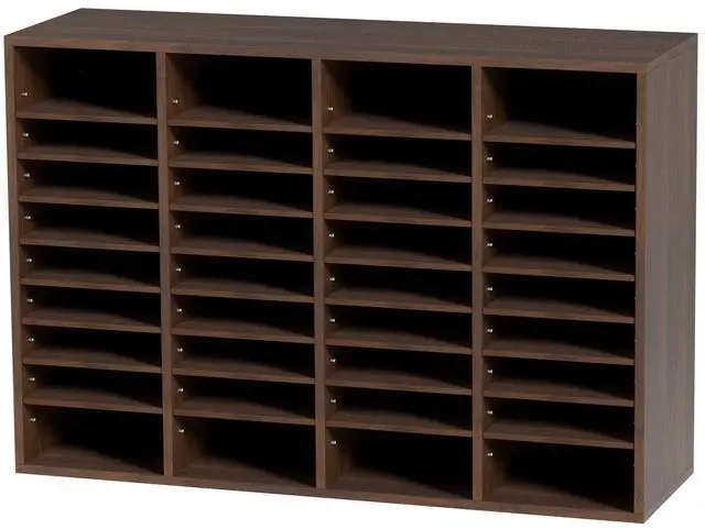 Alt view image 9 of 15 - VEVOR Literature Organizers, 36 Compartments Office Mailbox with Adjustable Shelves, Wood Literature Sorter 39.3x12x26.8 inches for Office, Home, Classroom, Mailrooms Organization, EPA Certified Brown