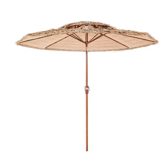 Alt view image 8 of 14 - Tiki Umbrella 2-Tier Thatched Patio Umbrella 9 ft for Pool Patio Beach
