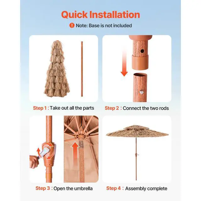 Alt view image 13 of 14 - Tiki Umbrella 2-Tier Thatched Patio Umbrella 9 ft for Pool Patio Beach