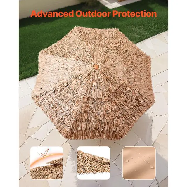Alt view image 12 of 14 - Tiki Umbrella 2-Tier Thatched Patio Umbrella 9 ft for Pool Patio Beach