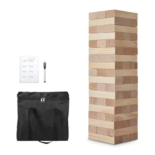 Alt view image 8 of 14 - VEVOR Tumbling Timber Toy 54 Blocks Large Tumble Tower Blocks Game Pine Wood Bag