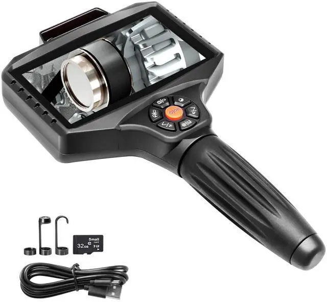 Alt view image 9 of 15 - VEVOR Triple Lens Industrial Endoscope, 5" IPS Screen Borescope Inspection Camera with Lights, Split Screen, 8x Zoom, IP67 Waterproof Drain Snake Camera for Auto, Plumbing(16.5FT Cable, 32GB Card)