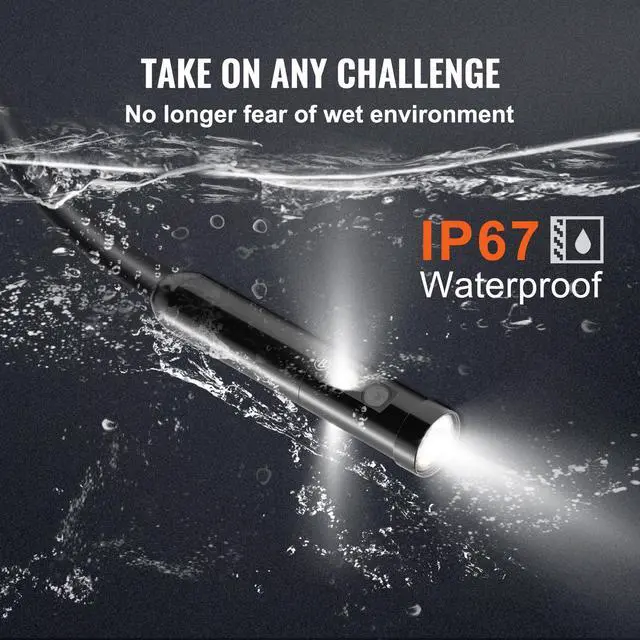 Alt view image 15 of 15 - VEVOR Triple Lens Industrial Endoscope, 5" IPS Screen Borescope Inspection Camera with Lights, Split Screen, 8x Zoom, IP67 Waterproof Drain Snake Camera for Auto, Plumbing(16.5FT Cable, 32GB Card)