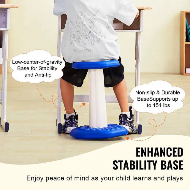 Alt view image 4 of 8 - VEVOR Kids Wobble Chair, Active Chair with Sponge Cushion, Wobble Stool Improves Focus, Posture and Calm Children, Ideal for Schools and Home, Age 7-14, Blue