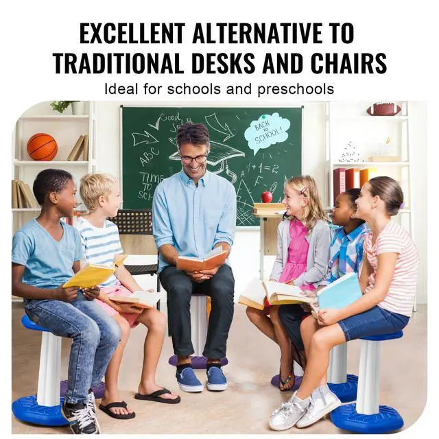 Alt view image 7 of 8 - VEVOR Kids Wobble Chair, Active Chair with Sponge Cushion, Wobble Stool Improves Focus, Posture and Calm Children, Ideal for Schools and Home, Age 7-14, Blue