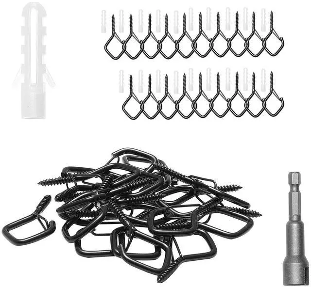 Alt view image 8 of 14 - VEVOR 20 PCS Q-Hanger Hooks Screw Hooks 2.17 in for Outdoor String Lights Decors