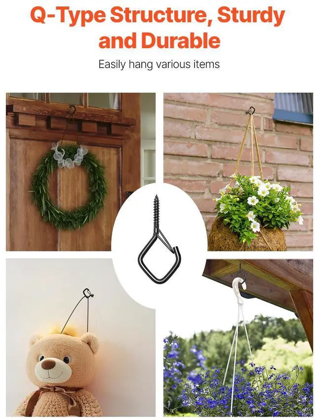 Alt view image 10 of 14 - VEVOR 20 PCS Q-Hanger Hooks Screw Hooks 2.17 in for Outdoor String Lights Decors
