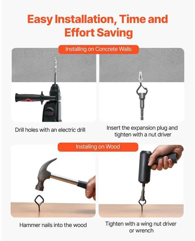 Alt view image 13 of 14 - VEVOR 20 PCS Q-Hanger Hooks Screw Hooks 2.17 in for Outdoor String Lights Decors