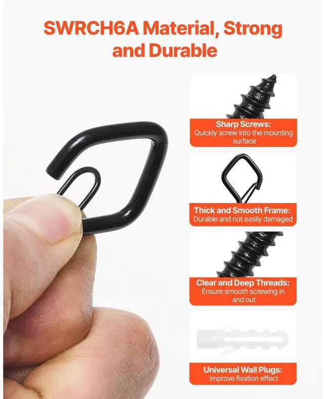 Alt view image 11 of 14 - VEVOR 20 PCS Q-Hanger Hooks Screw Hooks 2.17 in for Outdoor String Lights Decors