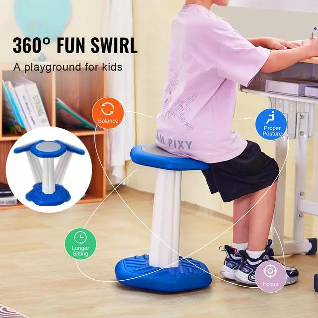 Alt view image 3 of 8 - VEVOR Kids Wobble Chair, Active Chair with Sponge Cushion, Wobble Stool Improves Focus, Posture and Calm Children, Ideal for Schools and Home, Age 7-14, Blue