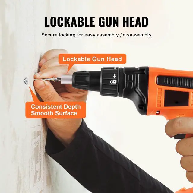 Alt view image 12 of 14 - VEVOR Drywall Screw Gun, 20V Max Drywall Screwgun, 4200RPM Brushless Cordless Drywall Gun Kit with 2 Battery Packs, Charger, Belt Clip, and Tool Bag, Forward and Reverse Adjustable, Built-in LED Light