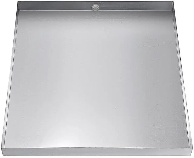 Main image of 27 x 25 x 2.5 Inch Washing Machine Pan 304 Stainless Steel Washing Machine Drain Pan 18 GA Thickness Heavy Duty Compact Washer Drip Tray with Drain Hole & Hose Adapter