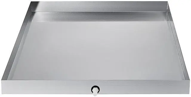 Main image of 32 x 32 x 2.5 Inch Washing Machine Pan 18 GA Thickness 304 Stainless Steel Heavy Duty Compact Washer Drip Tray with Drain Hole & Hose Adapter