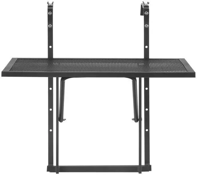 Alt view image 2 of 8 - Balcony Hanging Table 19 x 24 in Outdoor Metal Patio Railing Table Adjustable