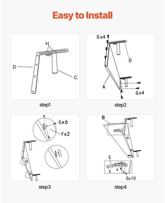 Alt view image 5 of 8 - Balcony Hanging Table 12 x 32 in Outdoor Patio Railing Bar Table Foldable