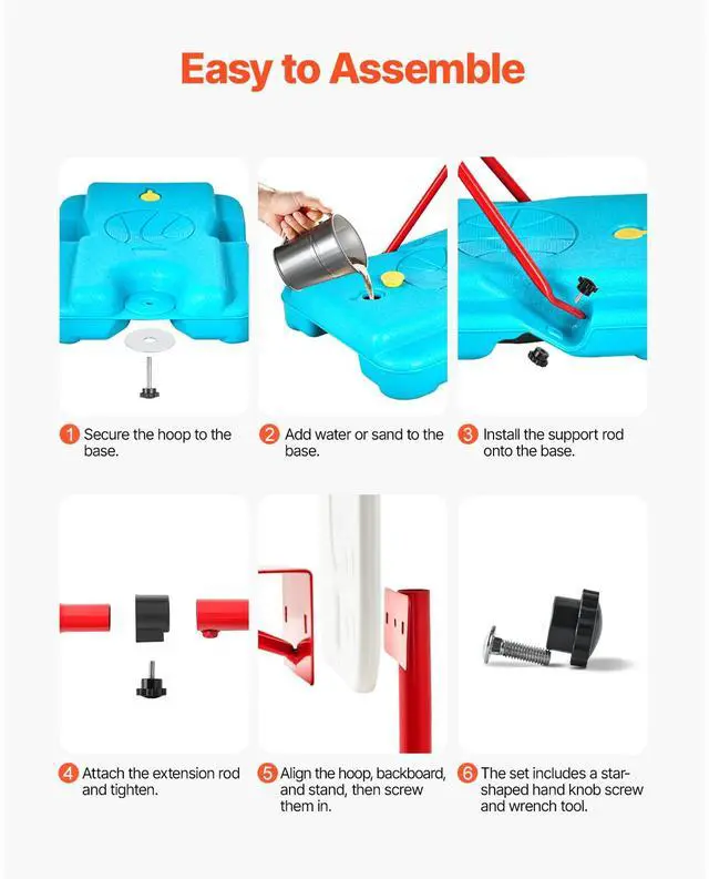 Alt view image 11 of 14 - VEVOR Kids Basketball Hoop Height Adjustable Portable Basketball Court for Kid Outdoor